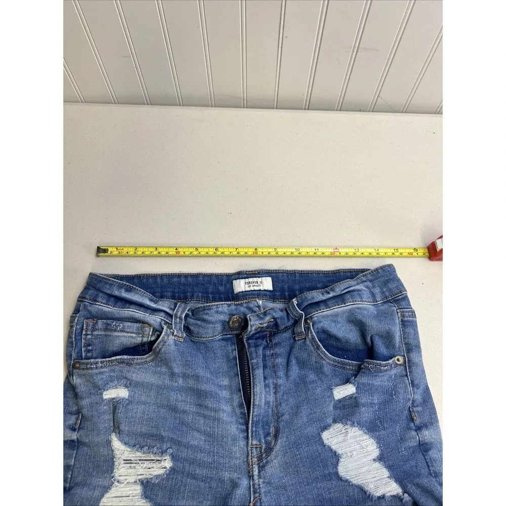 Forever 21 Distressed Ripped‎ Cuffed Denim Jean Shorts Womens Size 30 5 Pocket